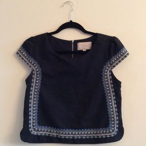 JOA Los Angeles | Blue Embroidered Blouse Size S